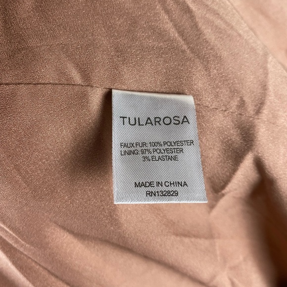 TULAROSA Shaggy Mauve Milennial Pink Faux Fur Open Front Jacket Womens XS - Picture 7 of 8